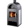 Krbová kamna s výměníkem NIVALA antracit,šedá dlažba, chromové kování