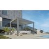 Bioklimatická pergola BIOHORT 3,5 x 3,5 m, šedý křemen/stříbrná metalíza